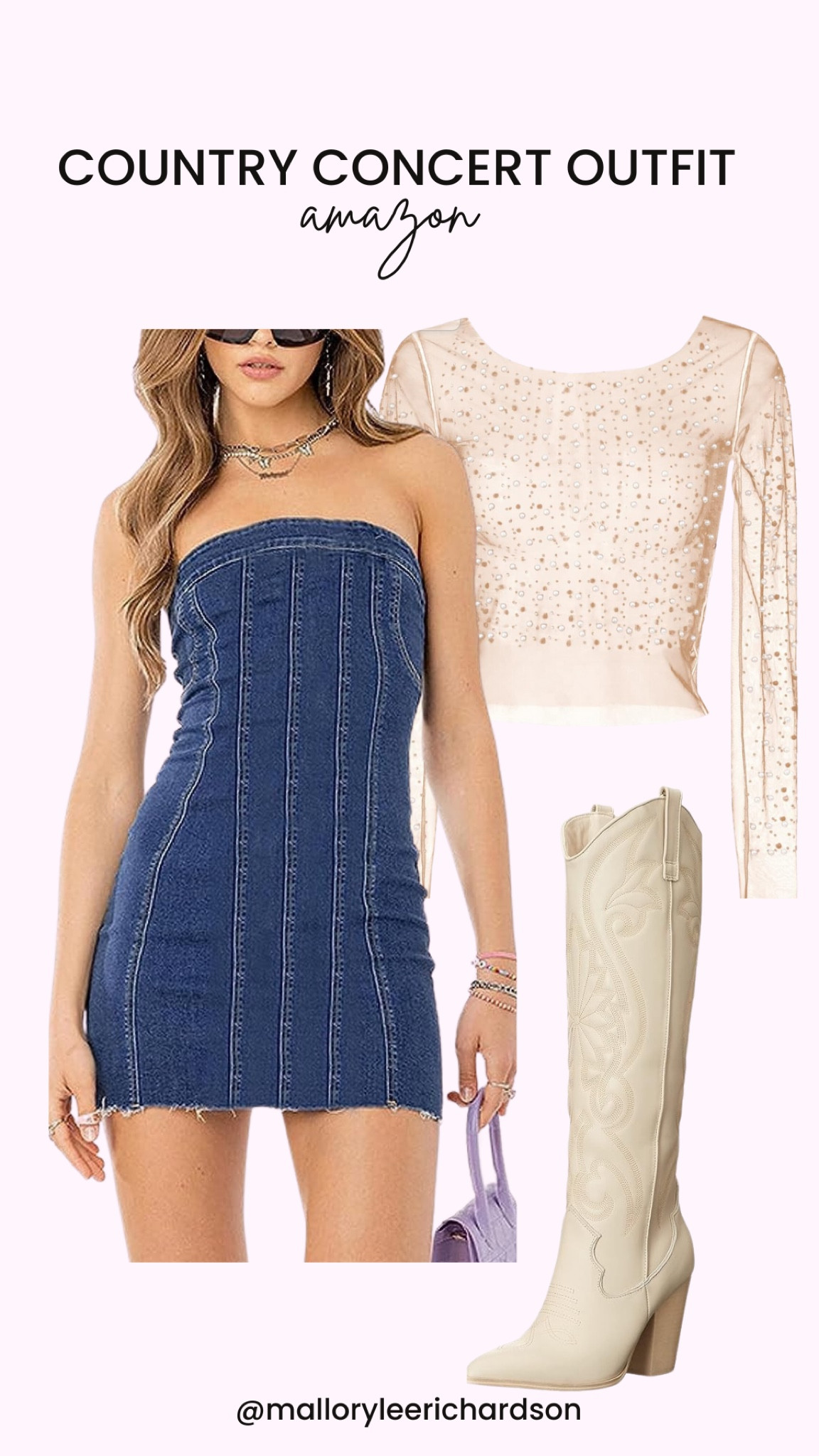Country concert outfit inspo! 
denim dress, pearl beaded top, knee high boots, western cowgirl boots, steve madden boots, summer concert, country concert outfit, fashion, amazon fashion

#LTKBeauty #LTKStyleTip #LTKShoeCrush