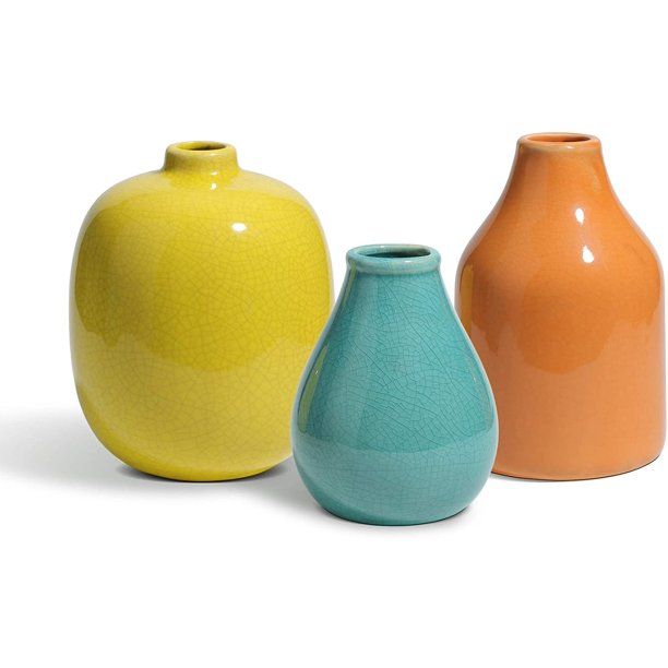 ComSaf Ceramic Flower Vase for Home Decor Centerpieces, Yellow, Blue, Orange, Set of 3 - Walmart.... | Walmart (US)
