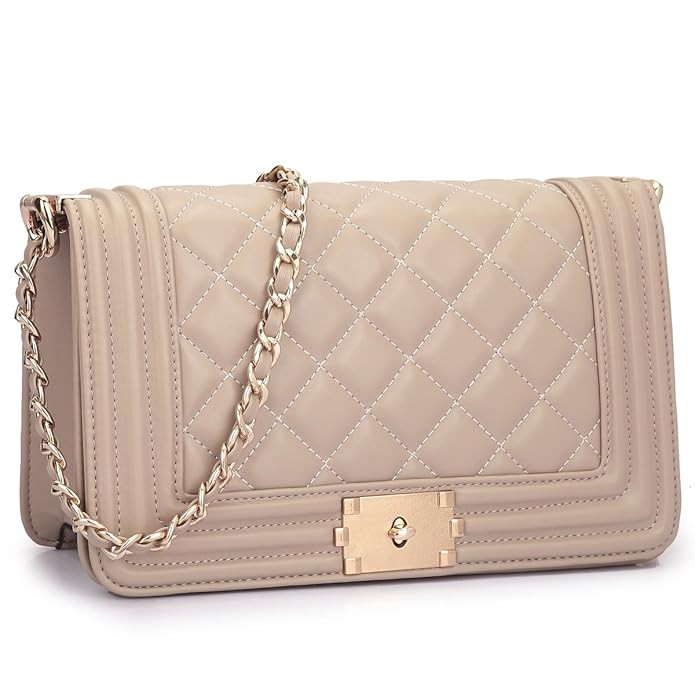 Dasein Women's Designer Quilted Crossbody Bags Twist Lock Shoulder Bags Satchel Handbags w/Chain ... | Amazon (US)