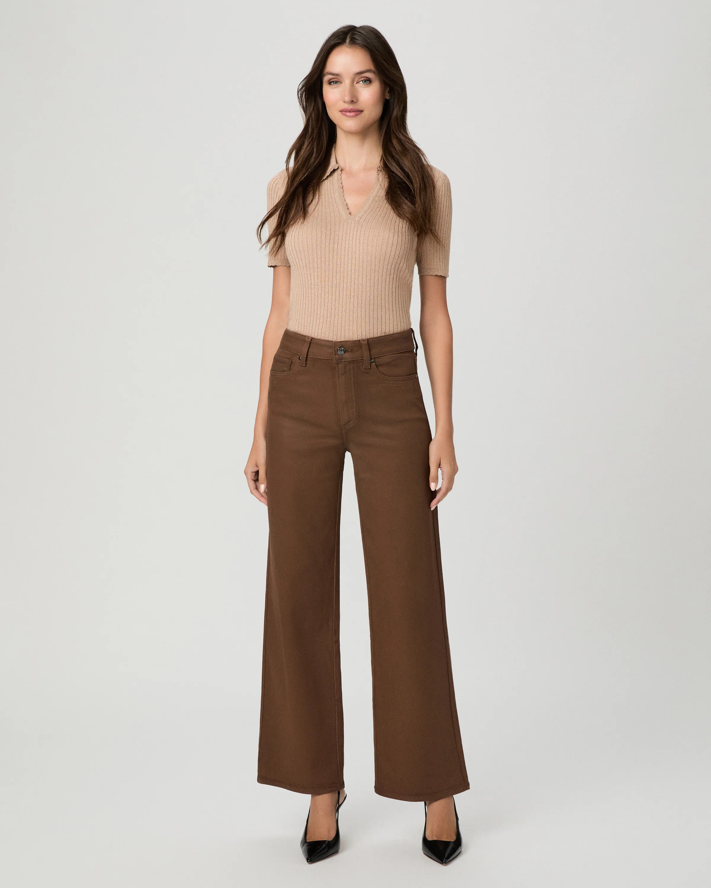 Anessa 31 Inch Wide Leg Jean - Cognac Luxe Coating | Paige