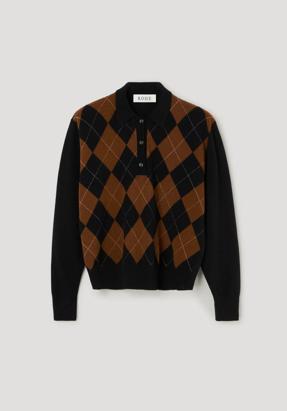 compact knitted check polo | black rust check | Rohe