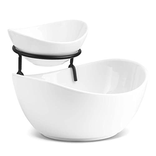 YHOSSEUN Chip and Dip Serving Set, Tiered Serving Bowl Set 2 Tier Serving Stand Ceramic Appetizer Serving Food Display Stand for Parties, Serving Dishes for Entertaining Food Service | Amazon (US)