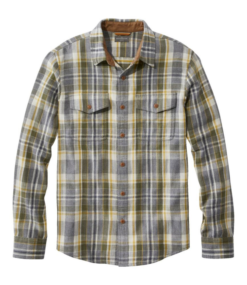 Men's Signature Heritage Textured Flannel Shirt Light Gray Heather XXXL, Cotton L.L.Bean | L.L. Bean