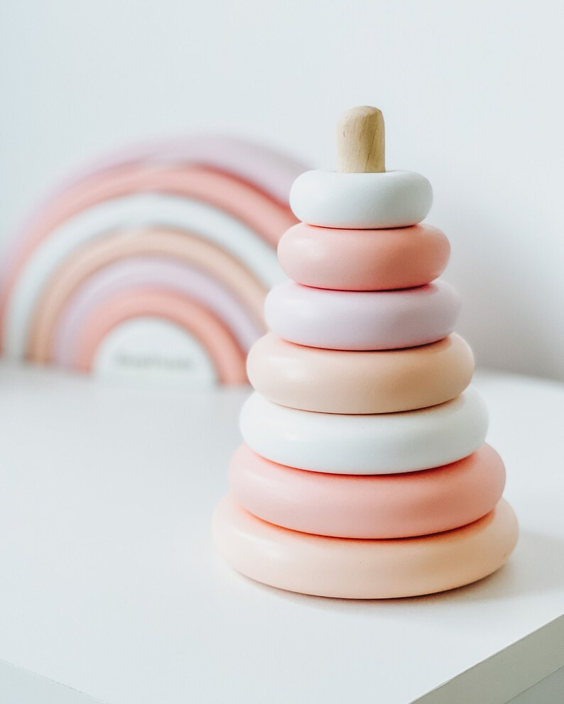 Baby Girl Nursery Decor - Pastel Pink Rainbow - Wooden Rainbow Toy - Boho Rainbow Decor - Montess... | Etsy (US)