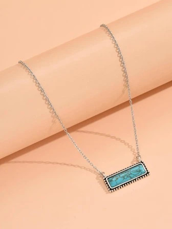 1pc Vintage Western Cowboy Style Turquoise Pendant Necklace | SHEIN