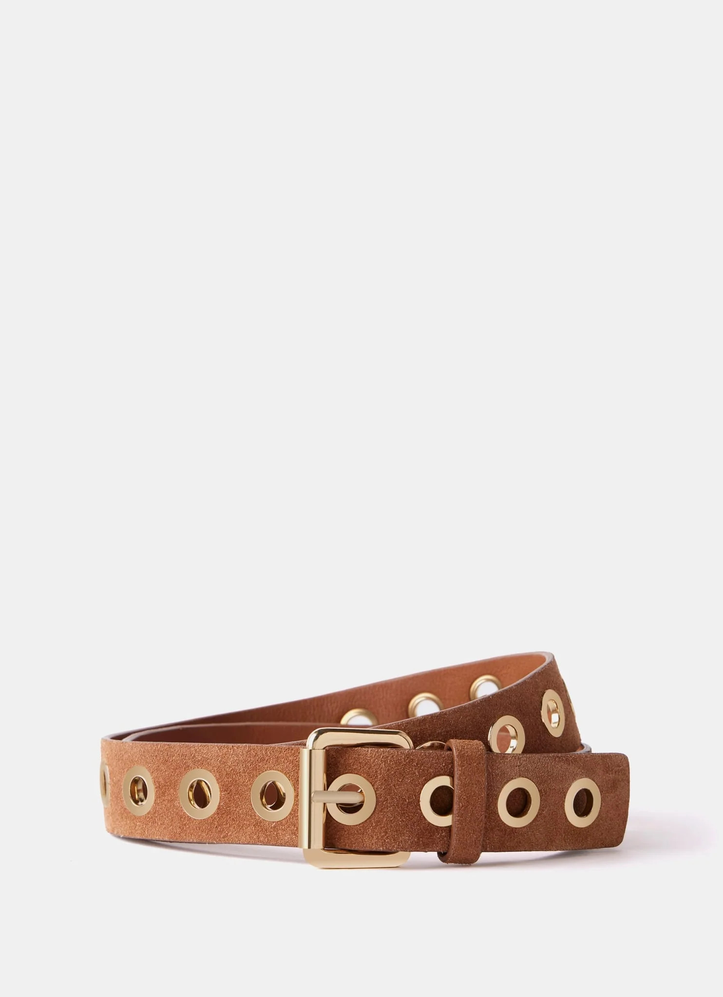 Tan Eyelet Suede Belt | Mint Velvet