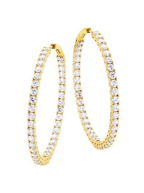 Mesmermize 18K-Gold-Plated & Cubic Zirconia Inside-Out Hoop Earrings | Saks Fifth Avenue