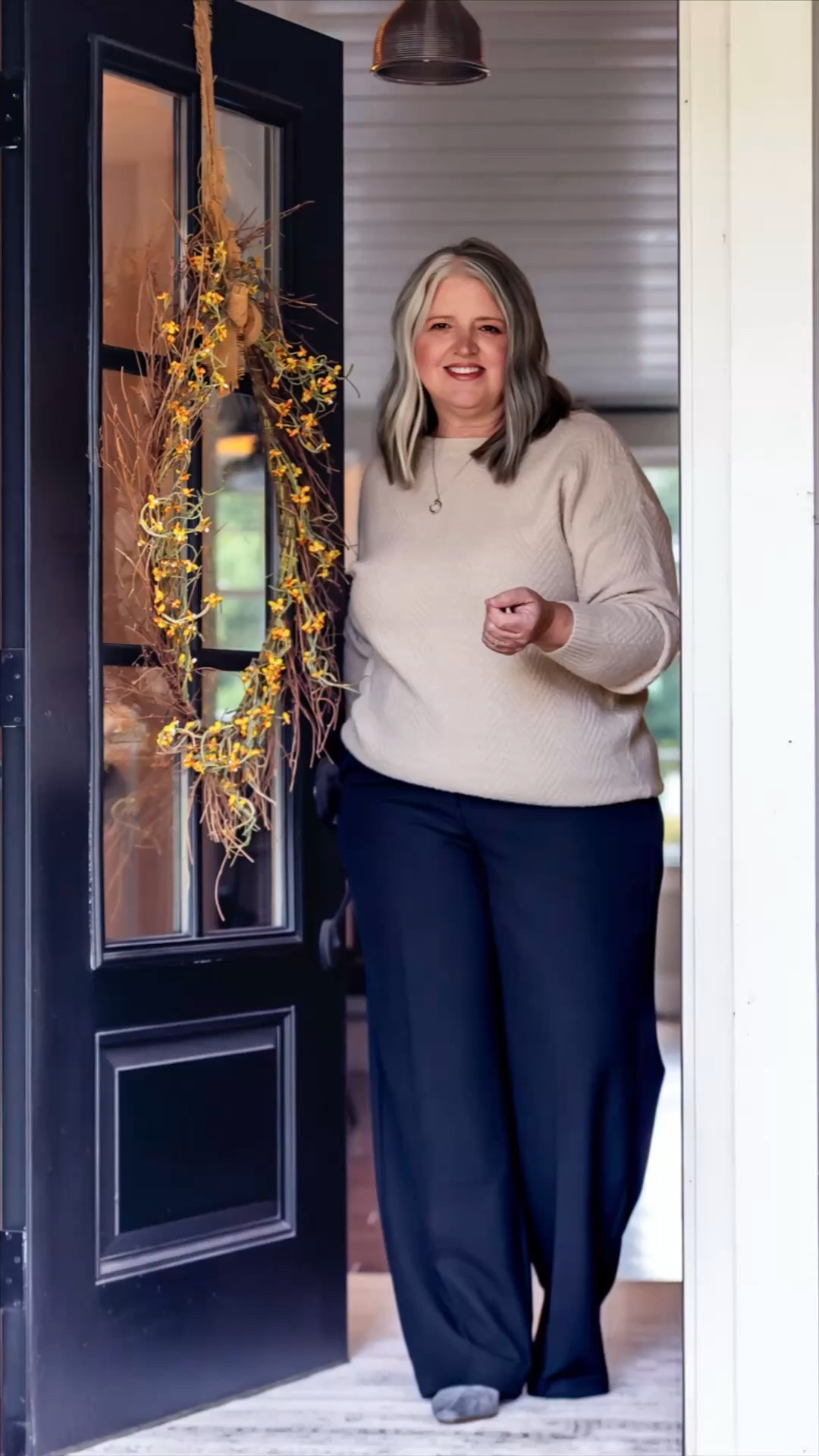 I may have found my plus-size Thanksgiving hostess outfit. Comfortable, simple, and classy! Wearing a 14/16 in both pieces (16 in pants). 

Measurements for size reference:
5’5” || Bust 44” || Waist 40” || Hip 52” 

#LTKOver40 #LTKPlusSize #LTKMidsize