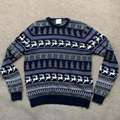 Aspen Sweater Mens XL Blue White Winter Theme Long Sleeve Knit 100% Cotton  | eBay | eBay US
