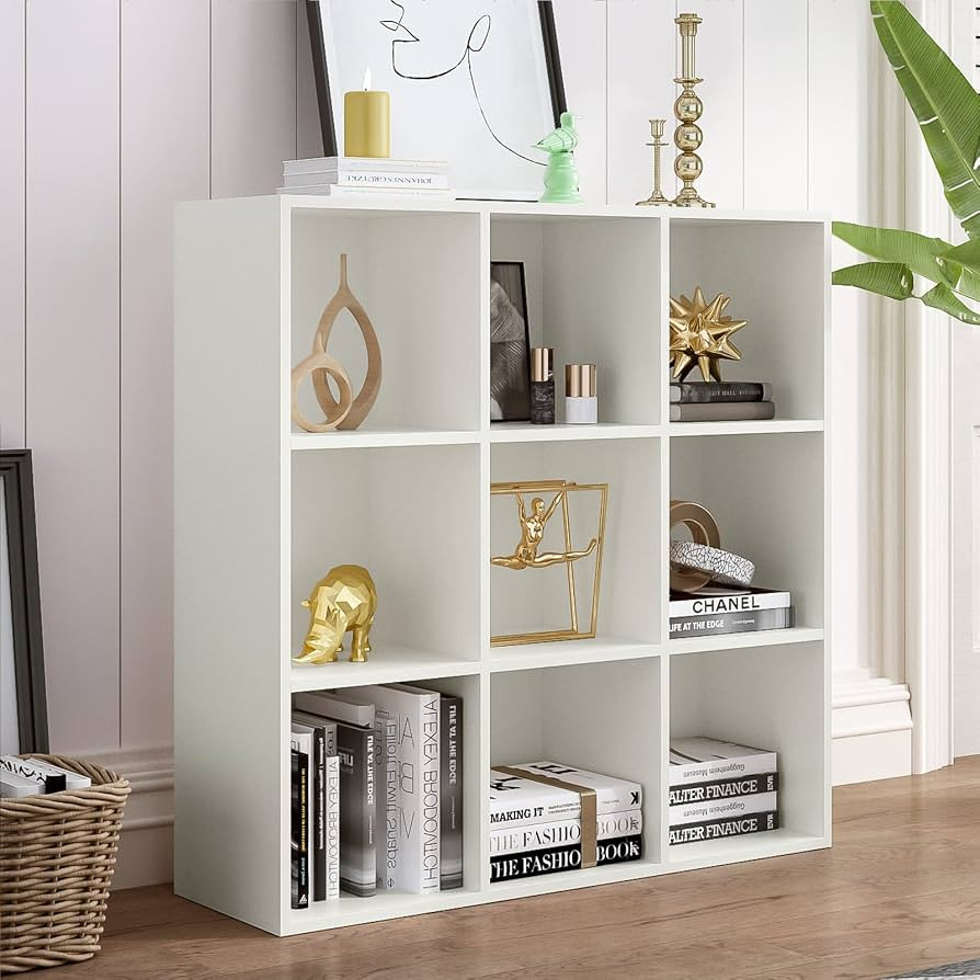 OSCHF 9-Cube Storage Shelf Bookcase, Warm White | Amazon (US)