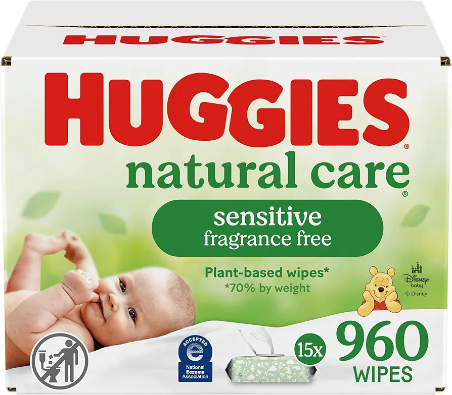 Huggies Natural Care Sensitive Baby Wipes, Unscented, Hypoallergenic, 99% Purified Water, 15 Flip... | Amazon (US)