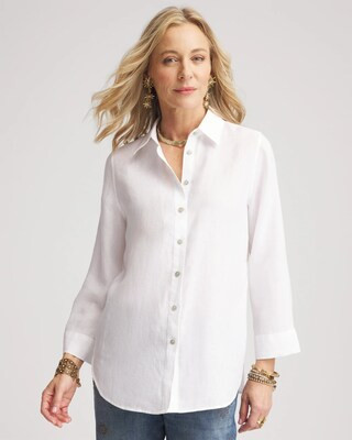 Women's No Iron Linen Shirt in White | Chico's | Chico's