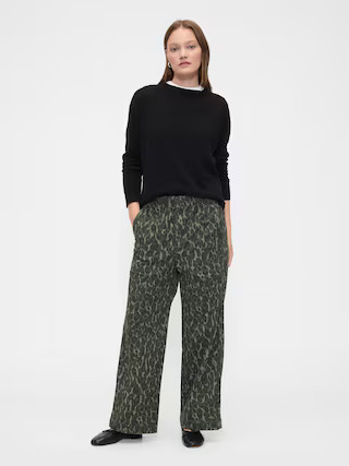 High Rise Print Easy Wide-Leg Khakis | Gap Factory