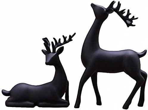 Luganiso Christmas Reindeer Figurines Set of 2 Resin Deer Statues Elk Sculpture Deer Ornaments fo... | Amazon (US)