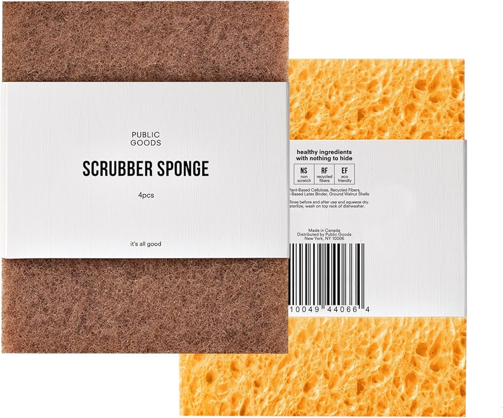 Public Goods Walnut Scrubber Sponge | Cleaning & Scrubbing Sponges for Dishes & Kitchen Sink | Na... | Amazon (US)