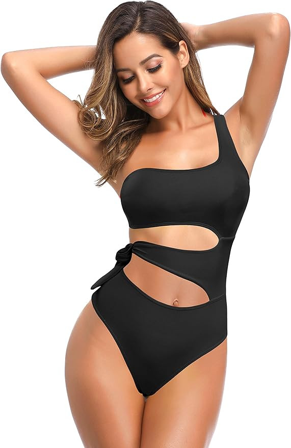 SHEKINI Women's One Shoulder Bandage Monokini Bathing Suits One Piece Swinsuit | Amazon (US)