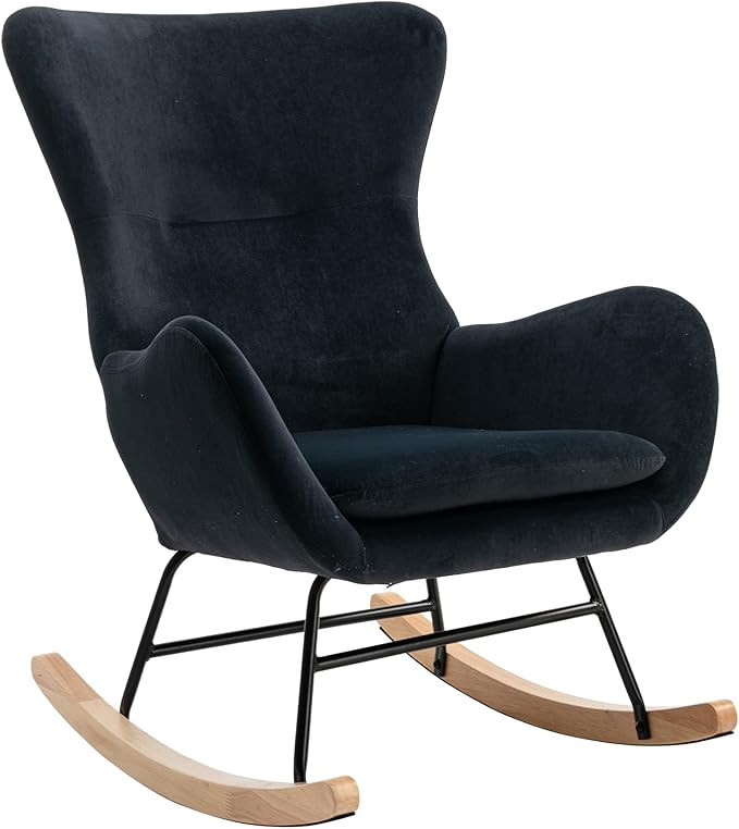 Rocking Chair, Living Room Chair, Uplostered Velvet Fabric Padded Glider Chair for Nursery, Comfy... | Amazon (US)