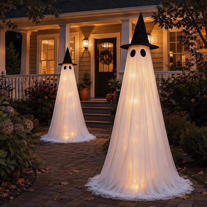2 Pack 5 Ft Large Light Up Ghost Decor - Halloween Decorations Outdoor | Amazon (US)