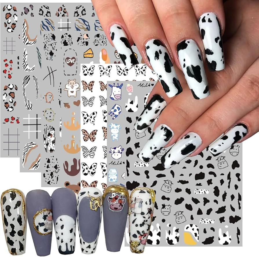 7 Sheets Cartoon Nail Art Stickers Nails Art Supplies 3D Self-Adhesive Nail Decals Holographic Co... | Amazon (US)