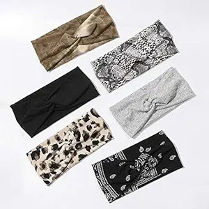 6 Pack Wide Boho Headbands for Women - Soft Yoga Elastic Hair Bands for Girls Workout Running Spo... | Amazon (US)