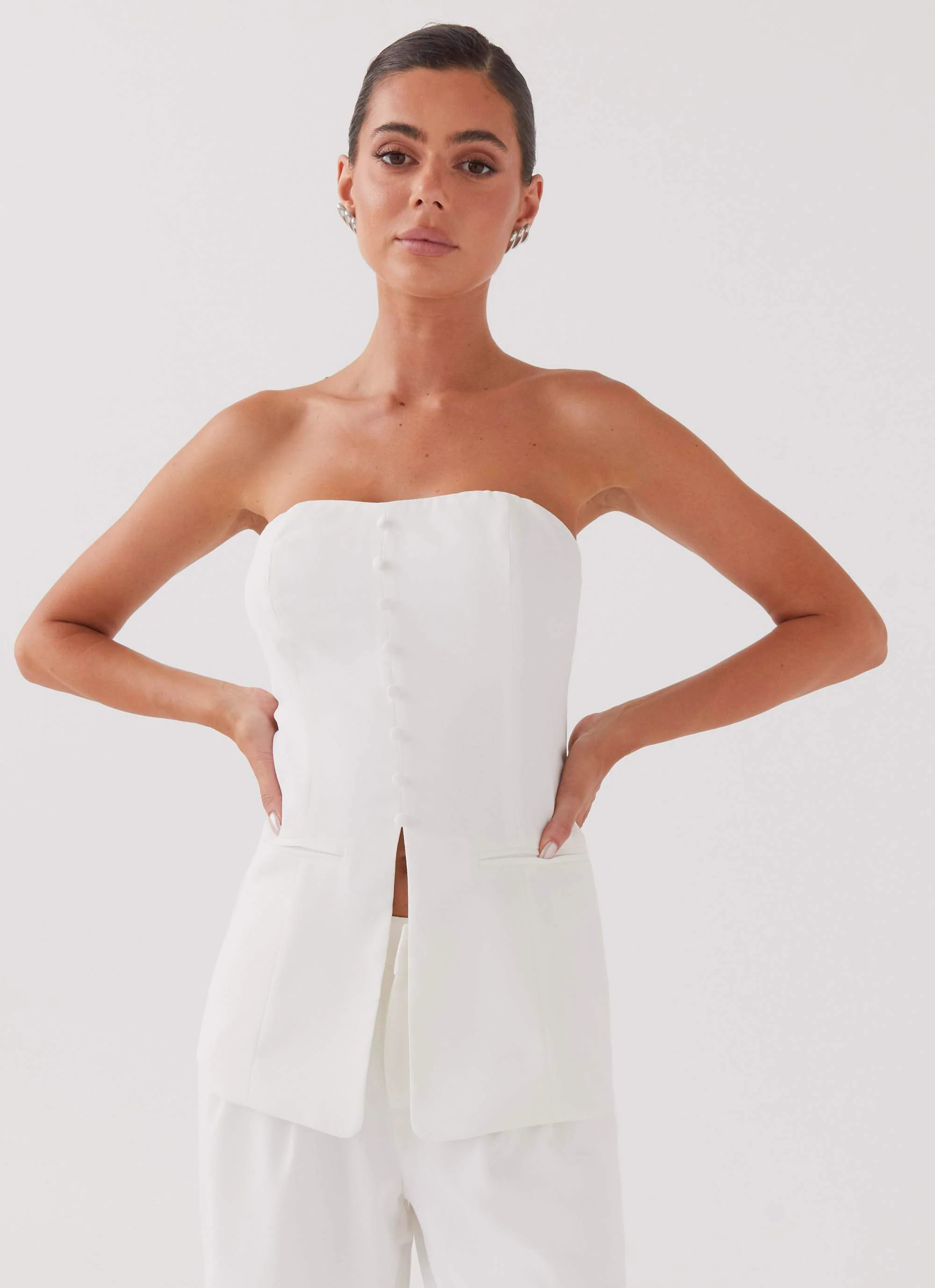 Riveria Tailored Strapless Top - Ivory | Peppermayo (Global)