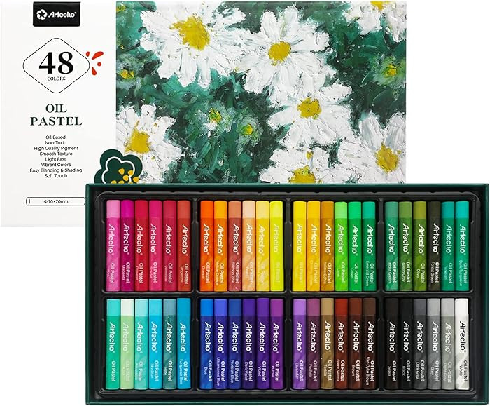 Artecho Oil Pastels Set of 48 Colors, Soft Oil Pastels for Art Painting, Drawing, Blending, Art S... | Amazon (US)