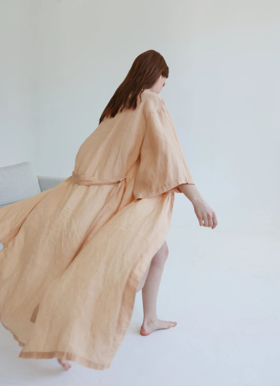 Linen Dress Coat With Kimono Sleeves, Linen Kimono Robe for Women, Beach Cover up NOON - Etsy | Etsy (US)