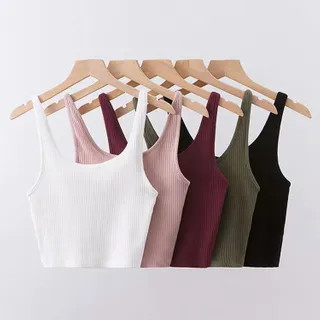 Hollahop - Scoop Neck Plain Crop Tank Top | YesStyle | YesStyle Global