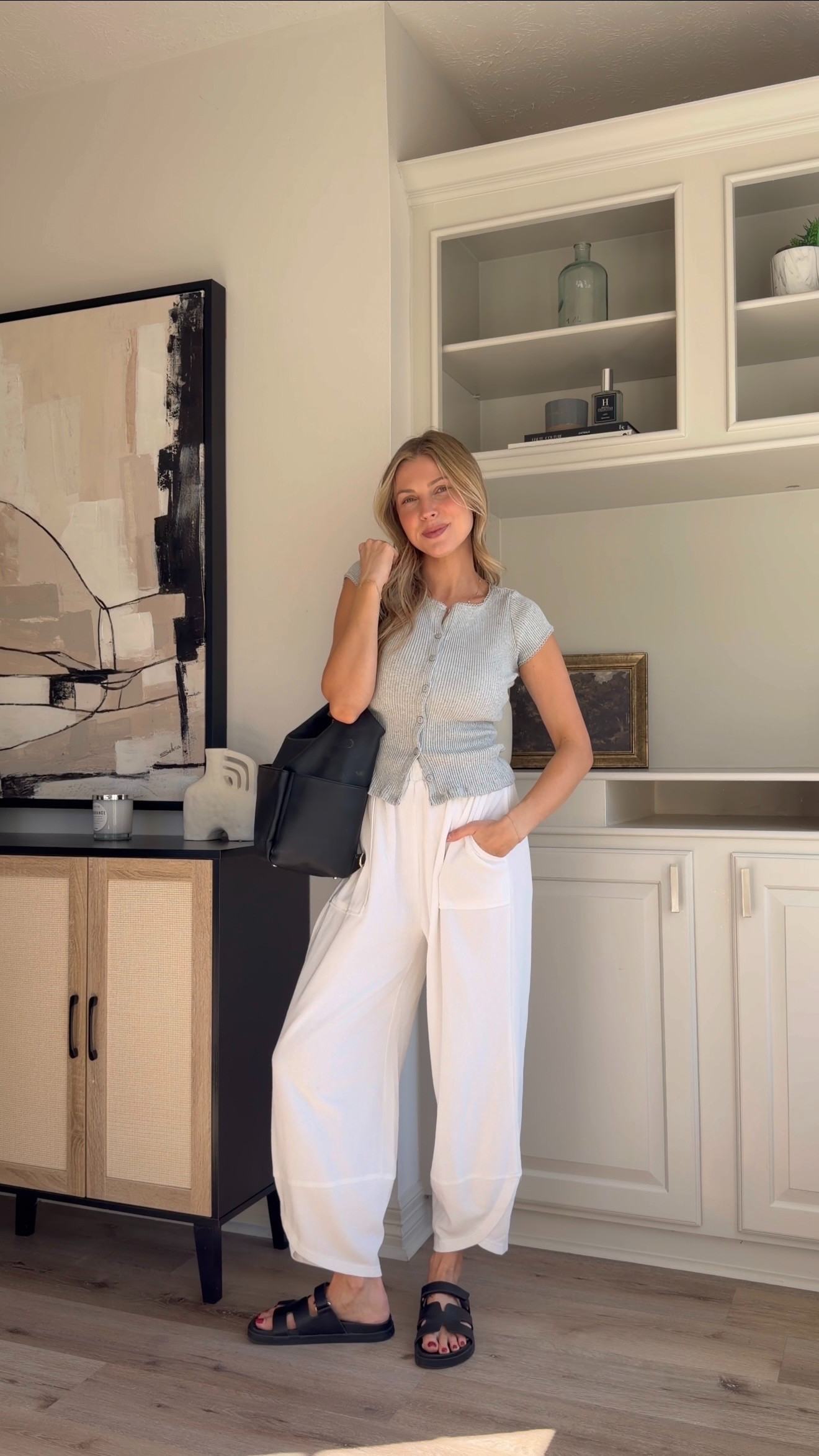 Cute neutral outfit for running around! Wearing S in top + M in stretchy pants. 

 #LTKootd #LTKFindsUnder100