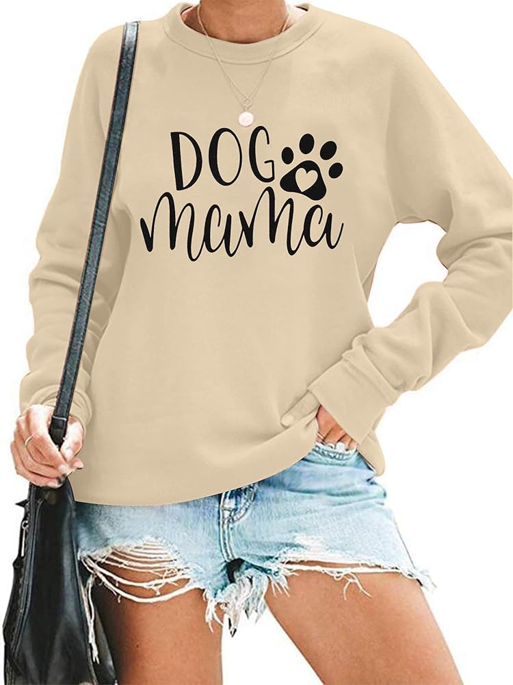 ALLTB Dog Mom Sweatshirt Women Dog Mama Shirt Pullover Cute Dog Sweater Long Sleeve Letter Print ... | Amazon (US)