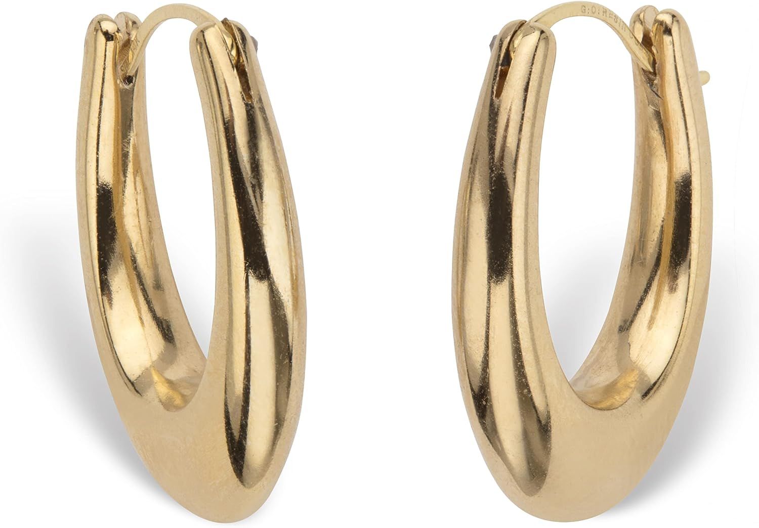14K Yellow Gold Oval Polished Nano Diamond Resin Filled Hoop Earrings (20mm) | Amazon (US)