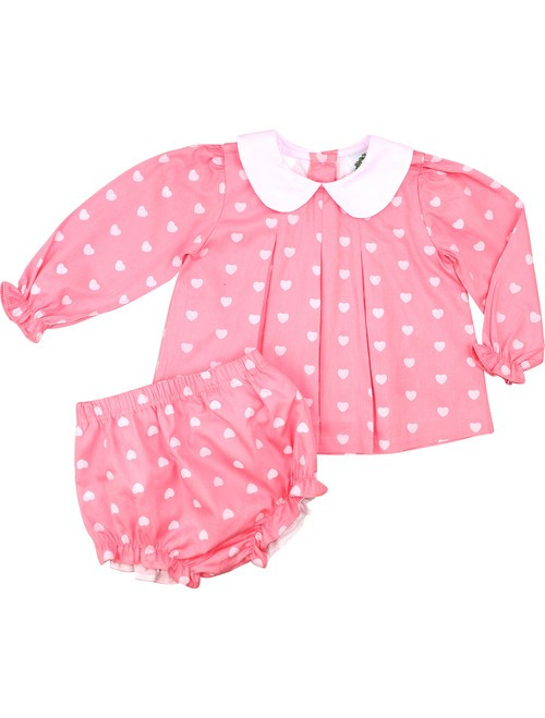 Pink Pleated Heart Diaper Set | Cecil and Lou