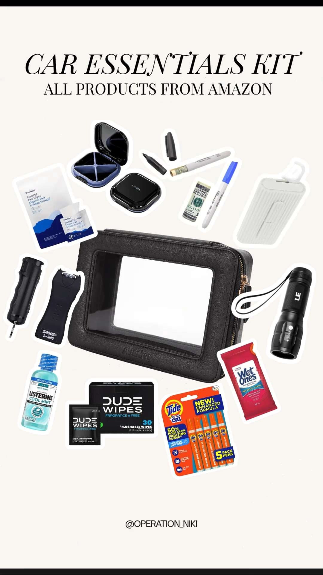 Making sure the kids are fully prepared and stocked up when they hit the road is a top priority. 🚗 Putting together a compact, functional kit for my son's car keeps him ready for everything from quick cleanups to unexpected emergencies. It is stocked with daily hygiene quick-fixes like flushable wipes, sanitizing hand wipes, mouthwash, and face cloths. 🧼 For peace of mind on the road, it also includes safety and emergency staples like a heavy-duty flashlight, a taser, pepper spray, and pill organizer. Keeping it organized means his car stays pristine, functional, and secure. ✨

Shop this entire car essential lineup linked below! 🛍️

Follow for more @OPERATION_NIKI on IG, TikTok, & Facebook
#CarEssentials #CarOrganization #AmazonFinds #OperationNiki #EmergencyKit #CarReset #TeenDriver #OrganizedCar #AmazonHome #SafetyFirst 

 #LTKselfcare #LTKTravel