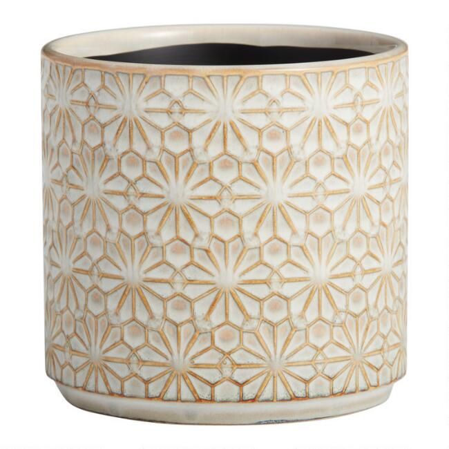 Stamped Floral Ceramic Planter | World Market