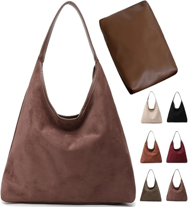 Brown Suede Bag Purses for Women Suede Purse Shoulder Bag Suede Tote Bag Brown Purse Perfect Vale... | Amazon (US)