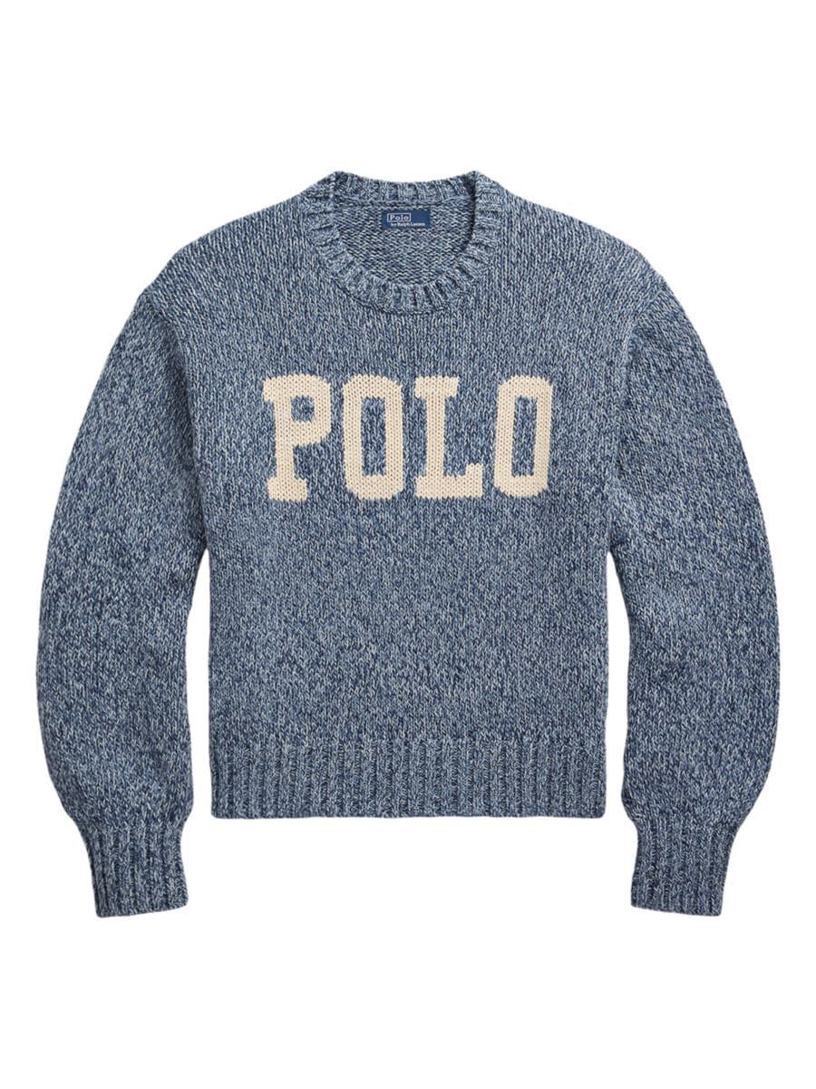 Polo Ralph Lauren Intarsia-Knit Logo Cotton Sweater | Saks Fifth Avenue