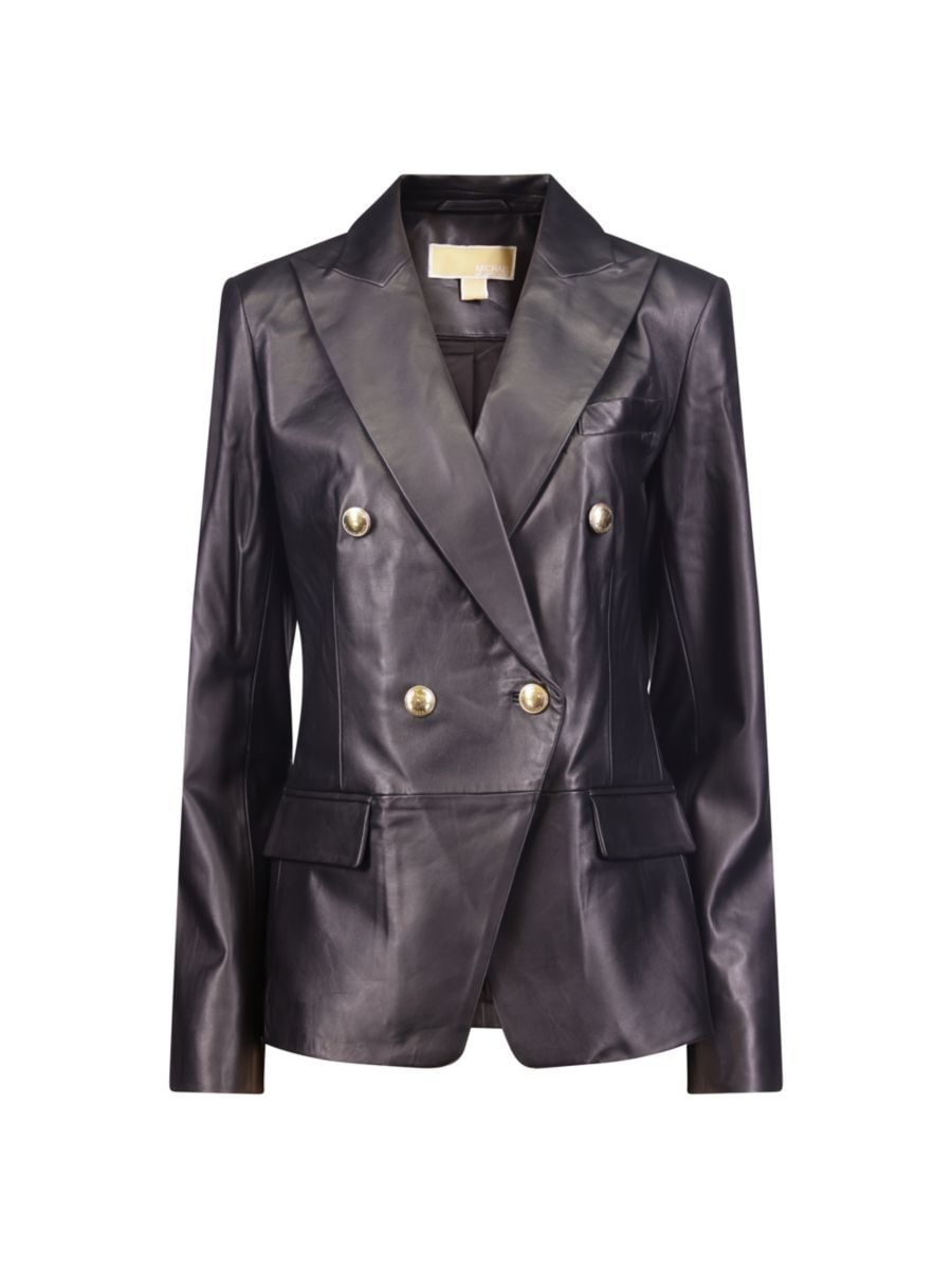 Leather Double-Breasted Blazer | Saks Fifth Avenue