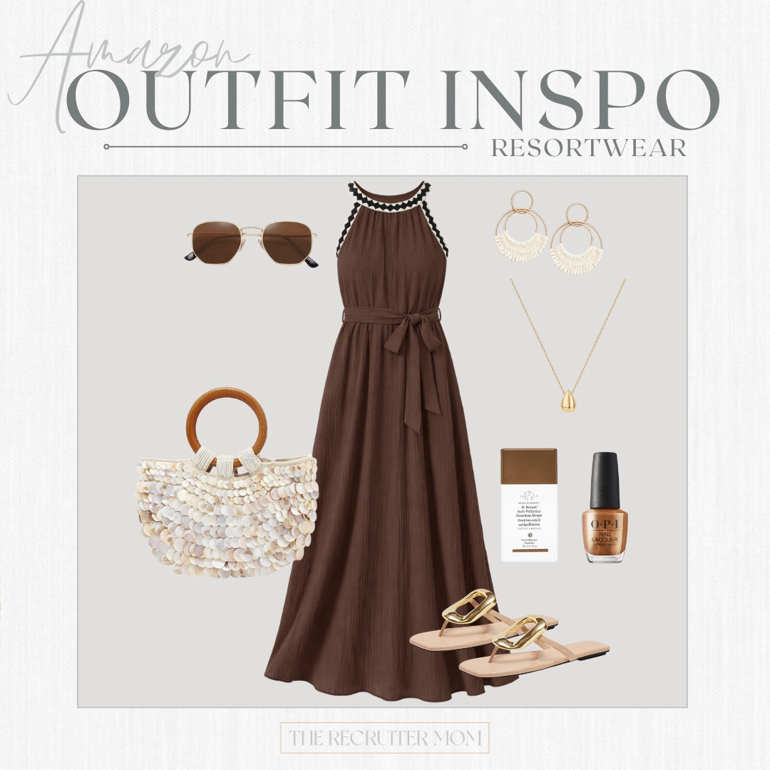 Amazon brown halter style belted maxi dress  #resortwear #beachready 

 

#LTKSeasonal #LTKMidsize #LTKTravel