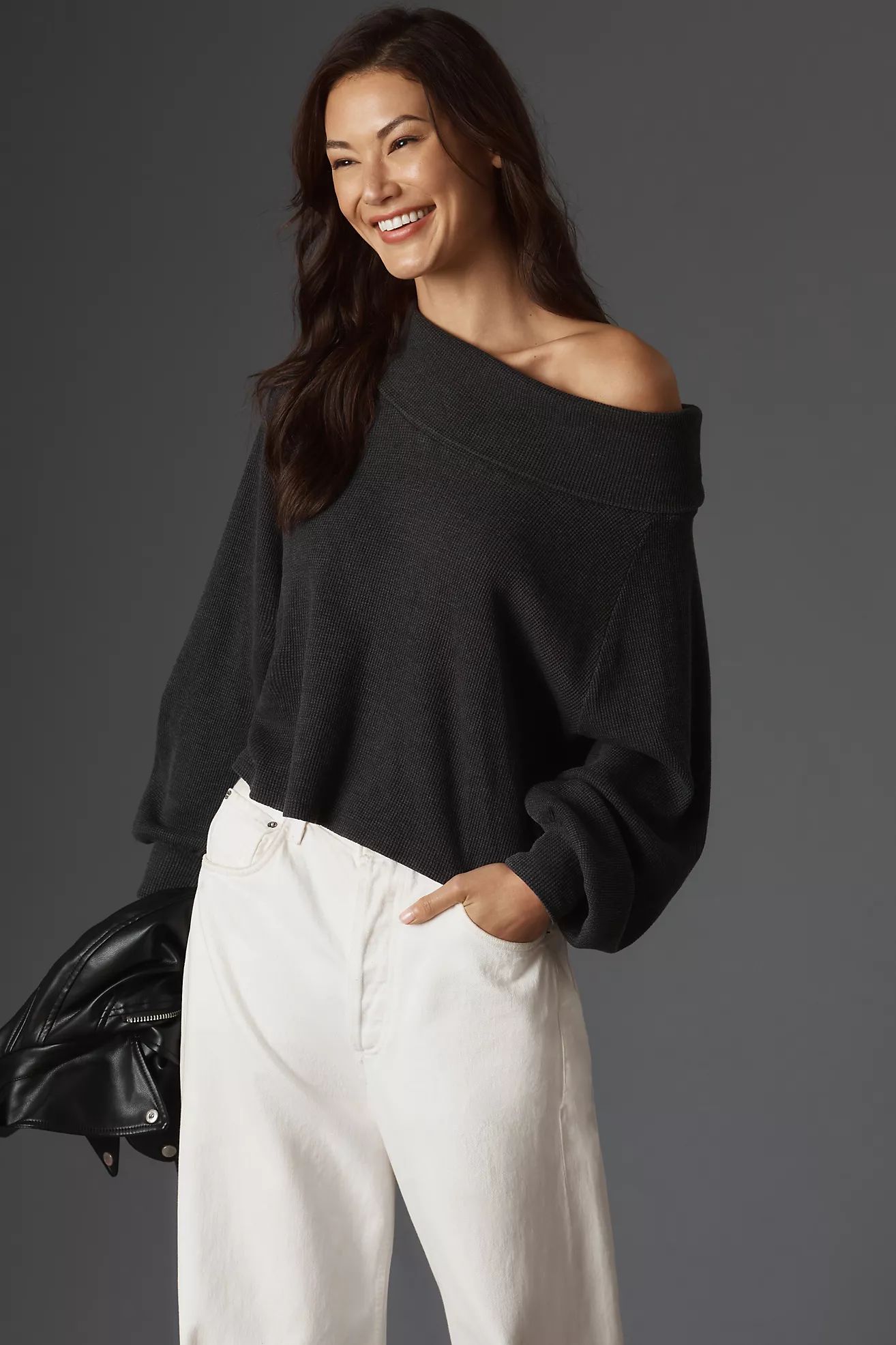Pilcro Long-Sleeve Slouchy Cowl-Neck Top | Anthropologie (US)