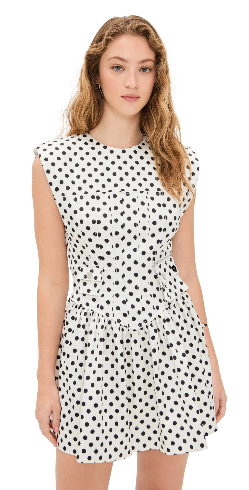 GANNI Printed Double Satin Corset Mini Dress Egret 38 | Shopbop