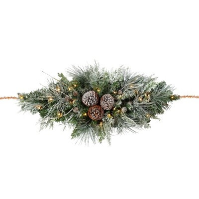 Haute Décor 36" Battery Operated Pre-Lit LED Snowfall Creek Christmas Artificial Mailbox Swag Wh... | Target