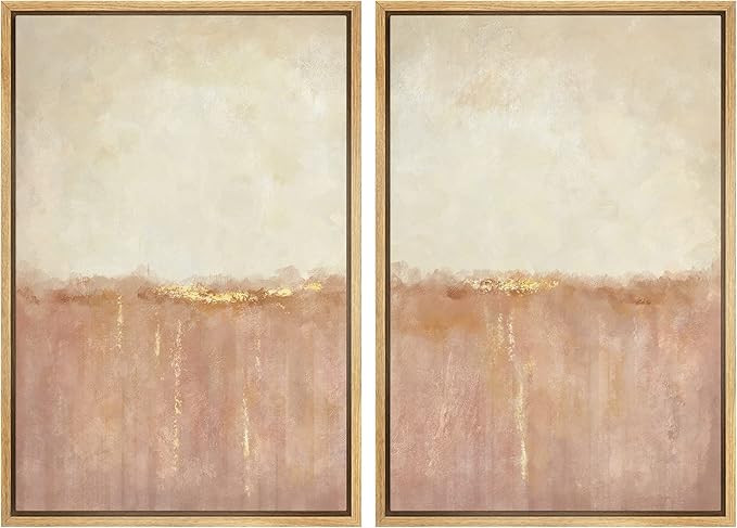 MUDECOR Framed Canvas Print Wall Art Set Watercolor Pastel Duotone Red Landscape Abstract Shapes ... | Amazon (US)