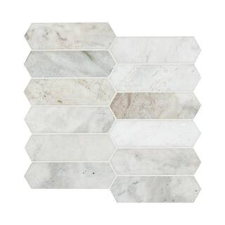 Arabescato Venato White 12x12x0.38 in. Honed Marble Picket Mosaic Sleek Geometric Layout Floor Tile (9.8 sq. ft./Case) | The Home Depot
