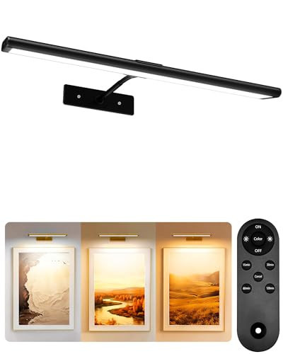 black rechargeable LED picture light with remote