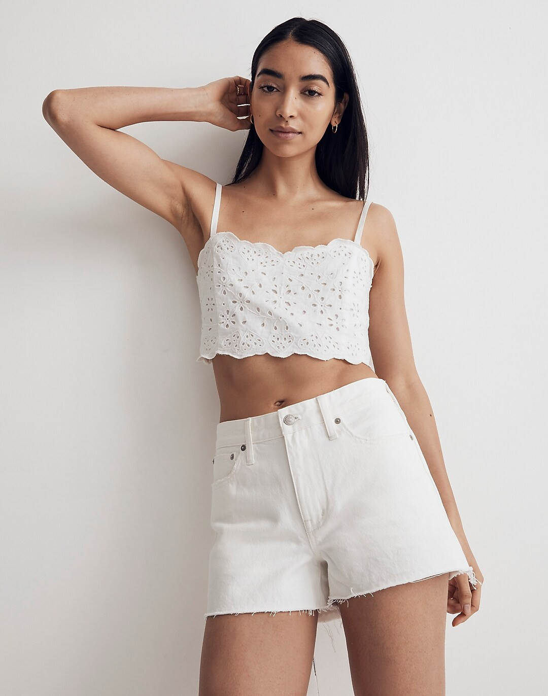 Relaxed Denim Shorts in Tile White | Madewell
