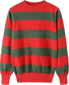 eforpretty Mens Halloween Costume Freddy Krueger Knitted Sweater with Brown Hat and Leather Glove... | Amazon (US)