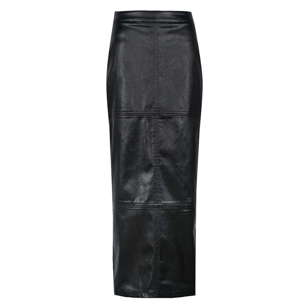 Long Skirts for Women Trendy High Waisted A Line Business Casual Leather Maxi Skirt with Slit Dre... | Amazon (US)