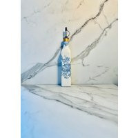 Light Blue Floral Chinoiserie Olive Oil Dispenser, Cruet, Decanter Mediterranean, Greek, Italian, 16 Ounces, H11"" X W2 | Etsy (US)