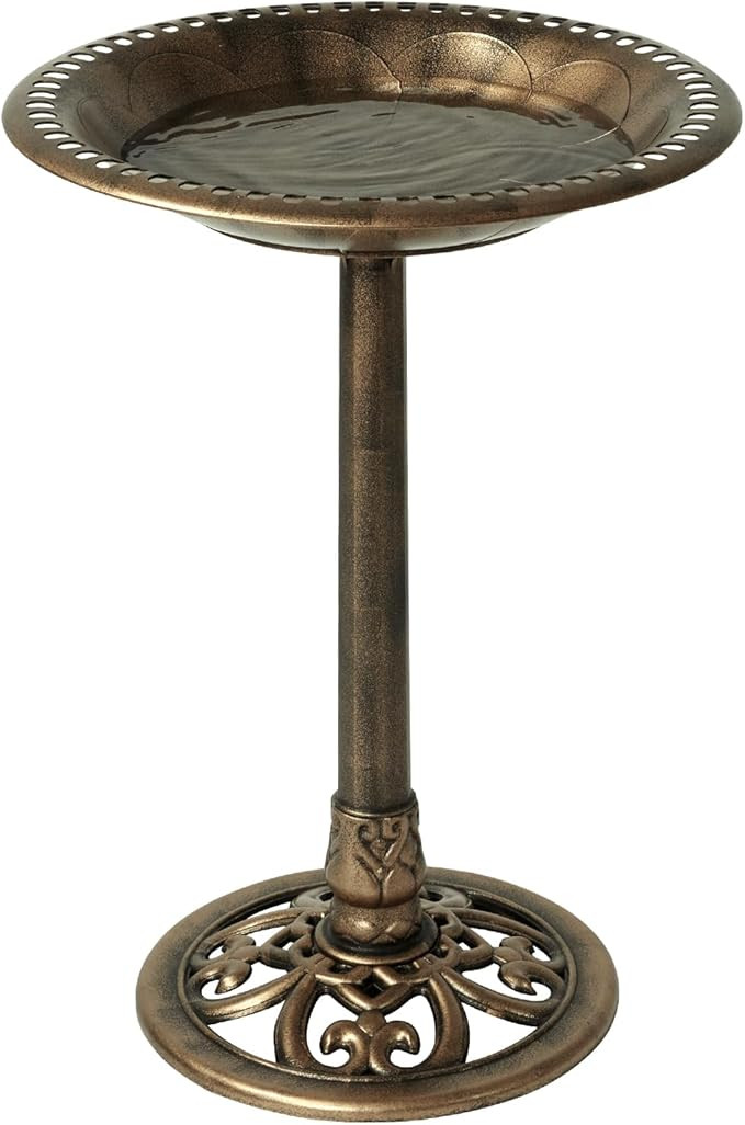 Backyard Expressions Outdoor Garden Bird Bath - Bronze - Weather Resistant Polyresin - 27 Inch | Amazon (US)