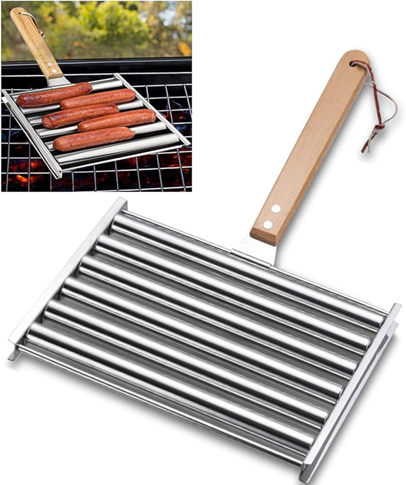9.5 Inch Long Hot Dog Roller for bbq Grill, Evenly Cook Sausage Roller Rack Stainless Steel Corn ... | Amazon (US)